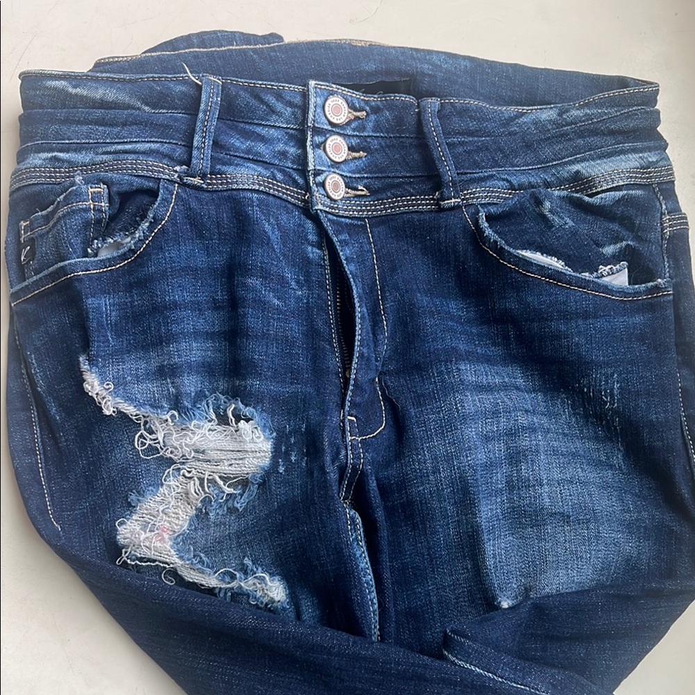 Women's Distressed Blue Jeans